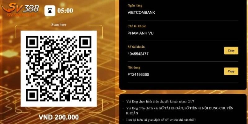 nạp tiền Sv388